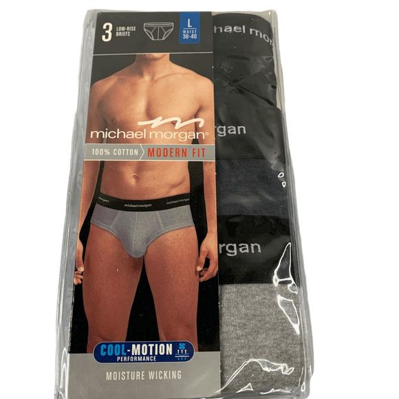 Michael Morgan Men's size large Low rise Modern fit Briefs underwear 3 pack - Picture 1 of 7